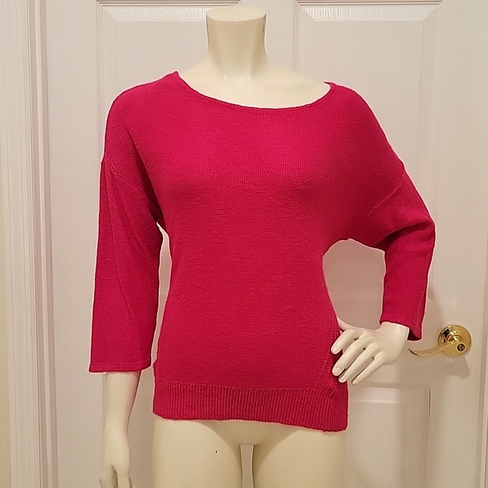 Anthropologie hot pink sweater size Large